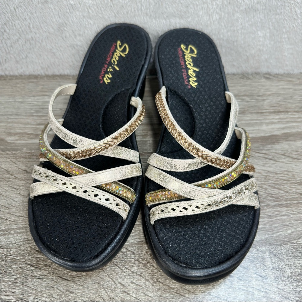 Skechers Black and Gold Women's Sandals - Picture 3 of 6